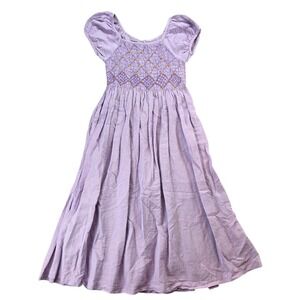 Tach Clothing x Garmentory Juani Linen Dress Lilac Smocked Midi Embroidered sz S